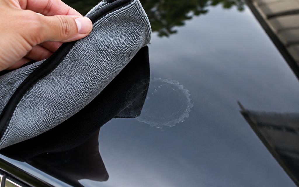 Faint etched ring left on clean car paint after removing bird droppings